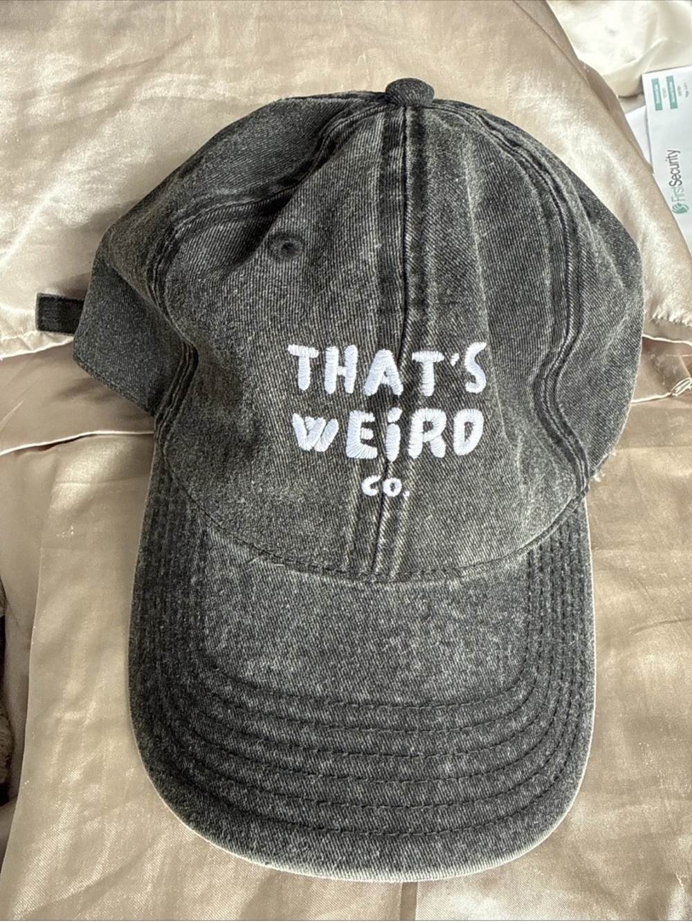 Men's Washed Black Baseball Cap - “That’s Weird”
